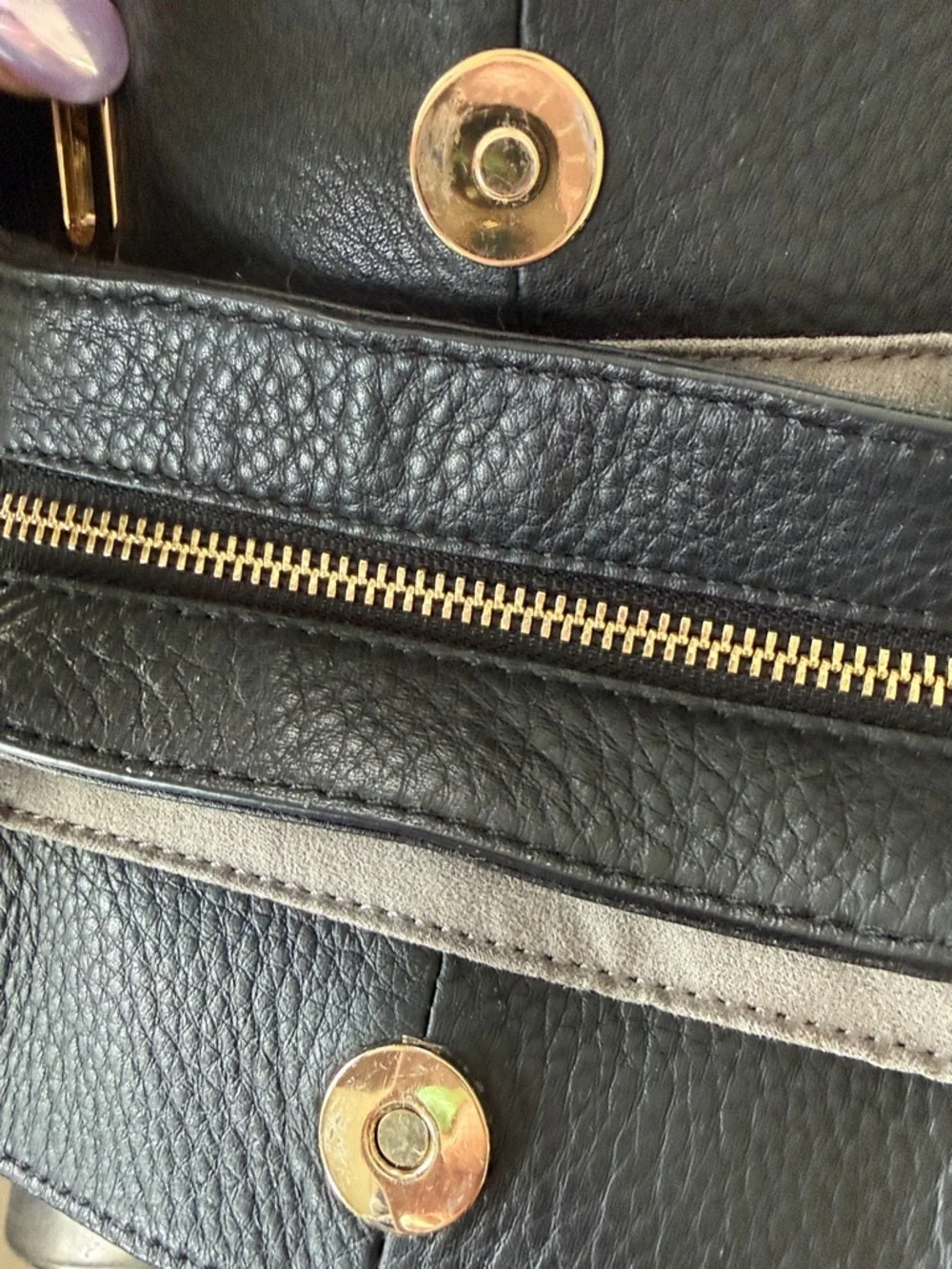 Vince Camuto Black Pebbled Leather Satchel with Tassel